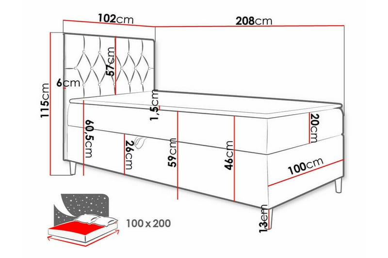 Sängram Boisdale 100x200 cm - Gul - Møbler - Senger - Sengeramme & sengestamme