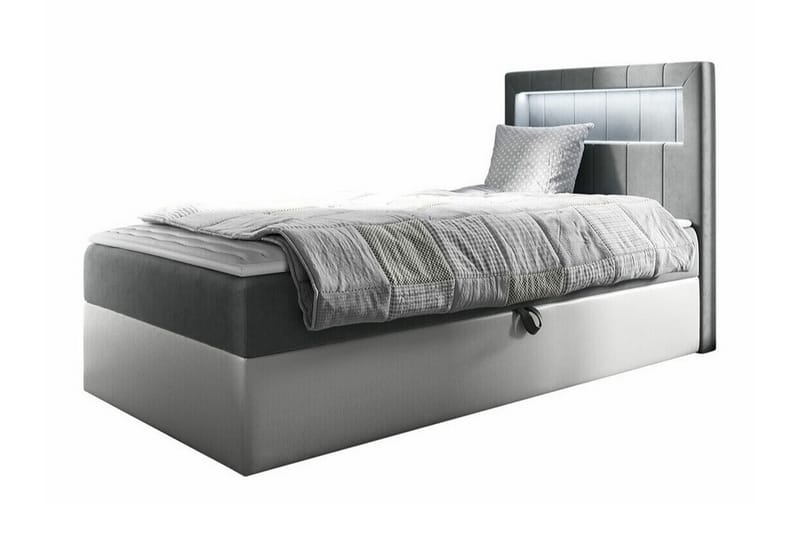 Sängram Boisdale 100x200 cm - Hvit/Grå - Møbler - Senger - Sengeramme & sengestamme