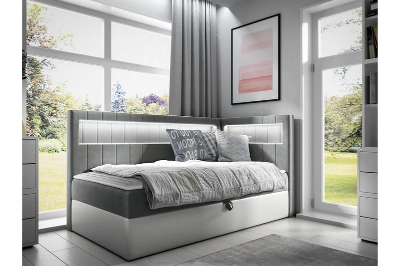 Sängram Boisdale 100x200 cm - Lysegrå/Grå - Møbler - Senger - Sengeramme & sengestamme