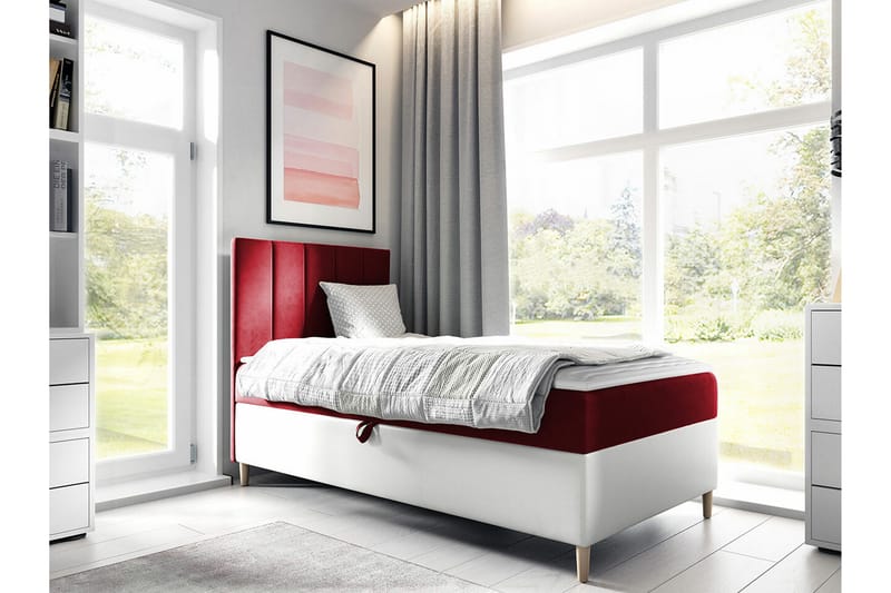 Sängram Boisdale 100x200 cm - Rød/Hvit - Møbler - Senger - Sengeramme & sengestamme
