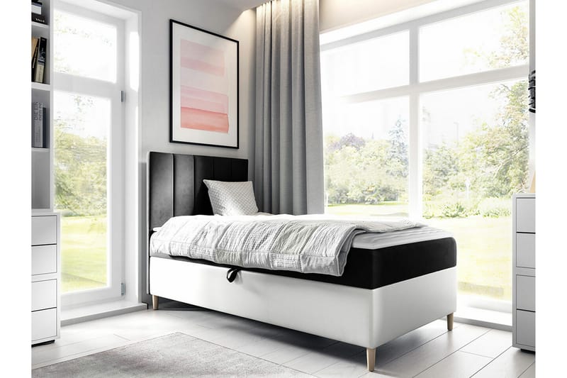 Sängram Boisdale 100x200 cm - Svart/Hvit - Møbler - Senger - Sengeramme & sengestamme