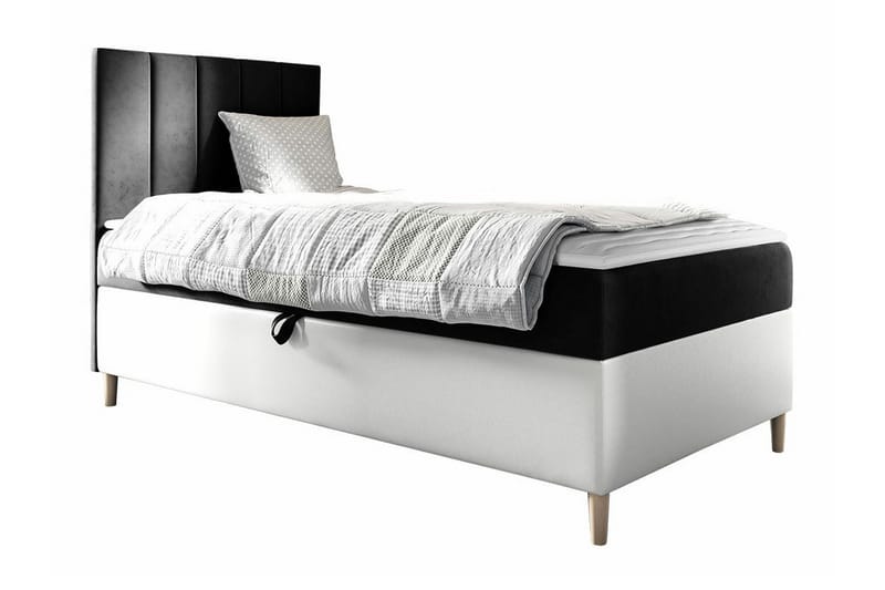 Sängram Boisdale 100x200 cm - Svart/Hvit - Møbler - Senger - Sengeramme & sengestamme
