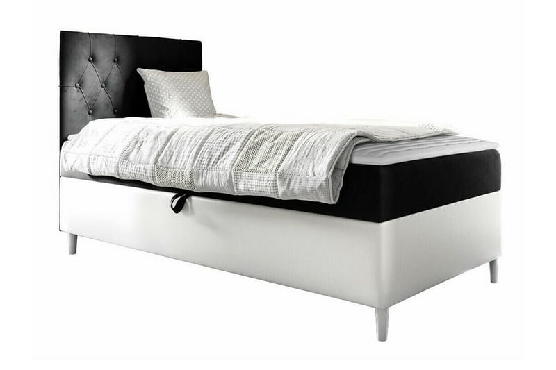 Sängram Boisdale 100x200 cm - Svart/Hvit - Møbler - Senger - Sengeramme & sengestamme