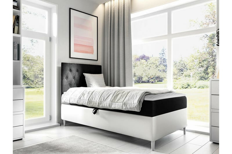 Sängram Boisdale 100x200 cm - Svart/Hvit - Møbler - Senger - Sengeramme & sengestamme
