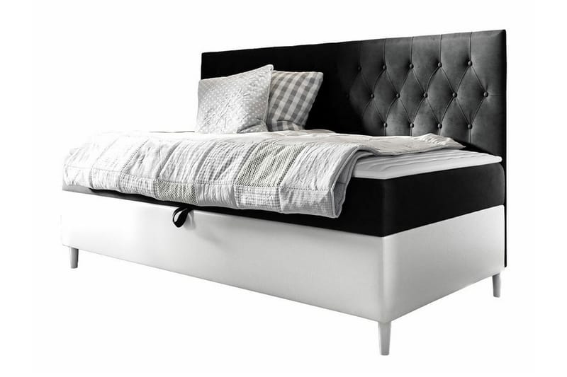 Sängram Boisdale 100x200 cm - Svart/Hvit - Møbler - Senger - Sengeramme & sengestamme