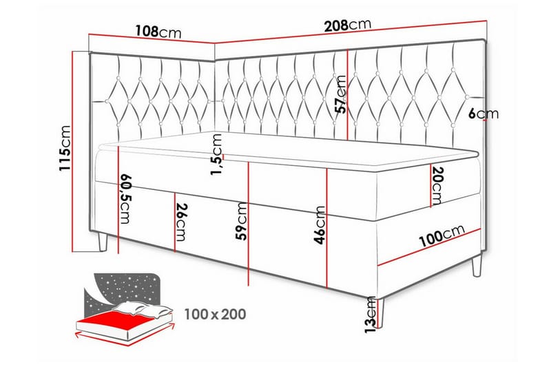 Sängram Boisdale 100x200 cm - Svart/Hvit - Møbler - Senger - Sengeramme & sengestamme