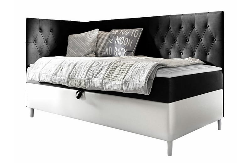 Sängram Boisdale 100x200 cm - Svart/Hvit - Møbler - Senger - Sengeramme & sengestamme