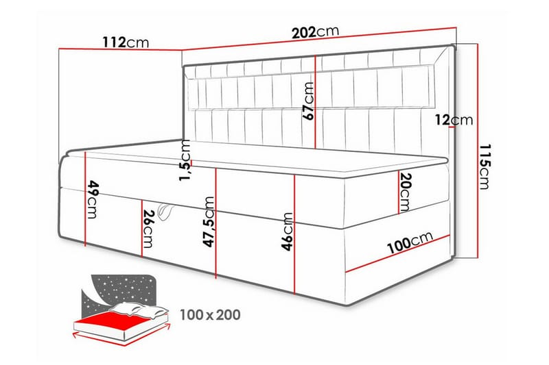 Sängram Boisdale 100x200 cm - Svart/Hvit - Møbler - Senger - Sengeramme & sengestamme