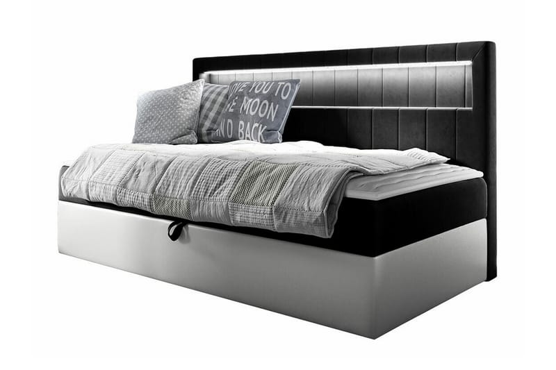 Sängram Boisdale 100x200 cm - Svart/Hvit - Møbler - Senger - Sengeramme & sengestamme