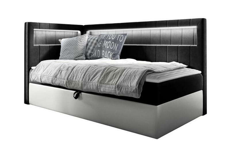Sängram Boisdale 100x200 cm - SvartHvit - Møbler - Senger - Sengeramme & sengestamme