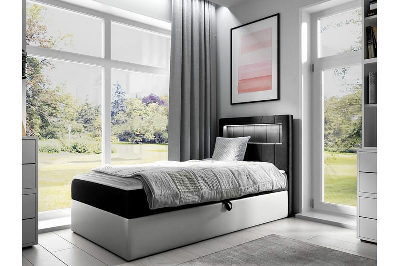 Sängram Boisdale 100x200 cm - SvartHvit - Møbler - Senger - Sengeramme & sengestamme