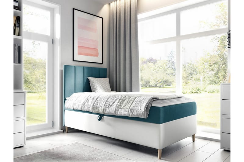 Sängram Boisdale 100x200 cm - Turkis/Hvit - Møbler - Senger - Sengeramme & sengestamme