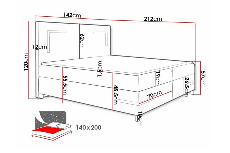 Sängram Boisdale 140x200 cm - Beige - Sengeramme & sengestamme