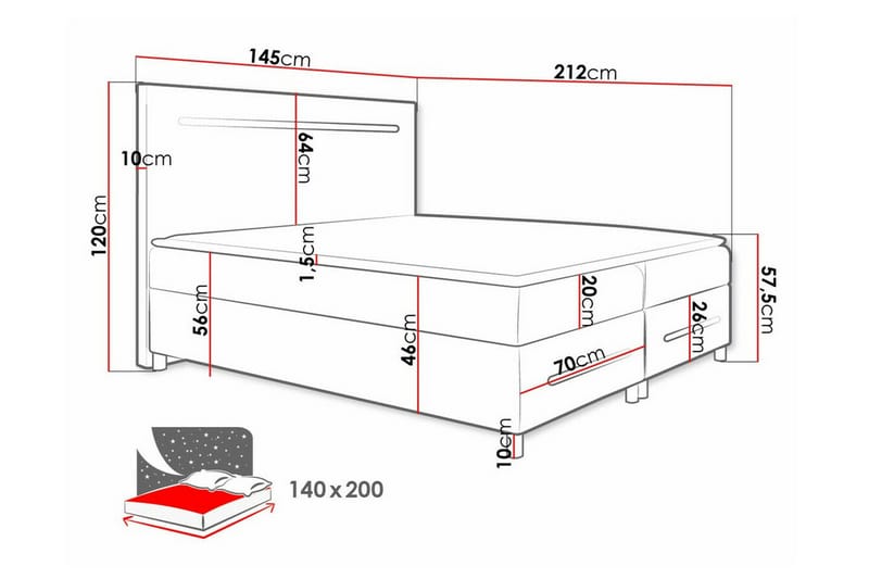 Sängram Boisdale 140x200 cm - Svart - Sengeramme & sengestamme