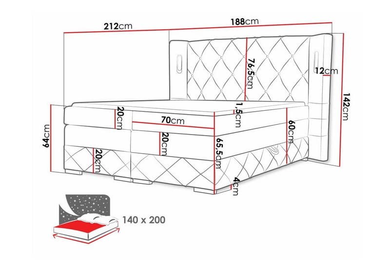 Sängram Boisdale 140x200 cm - Møbler - Senger - Sengeramme & sengestamme