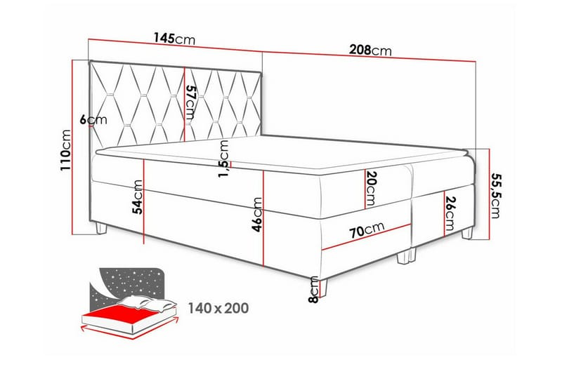 Sängram Boisdale 140x200 cm - Møbler - Senger - Sengeramme & sengestamme
