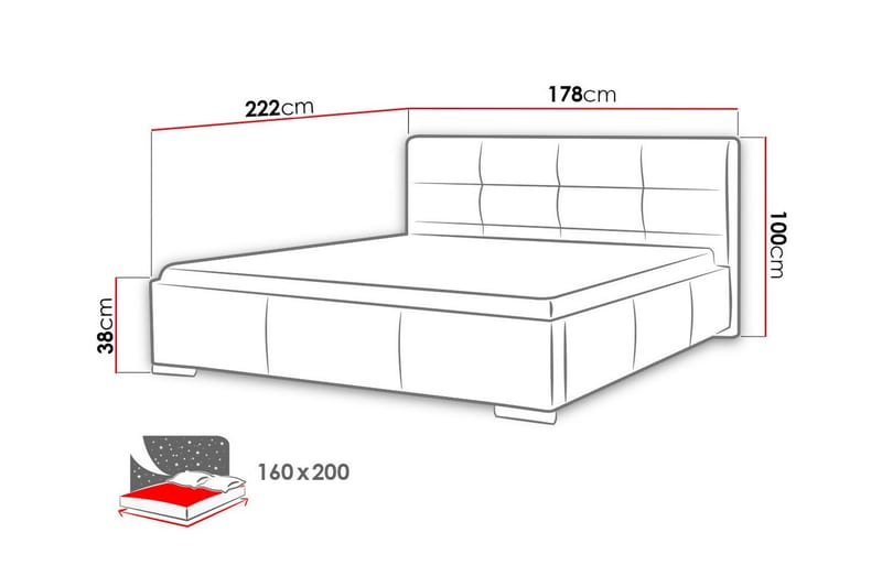 Sängram Boisdale 160x200 cm - Beige - Sengeramme & sengestamme