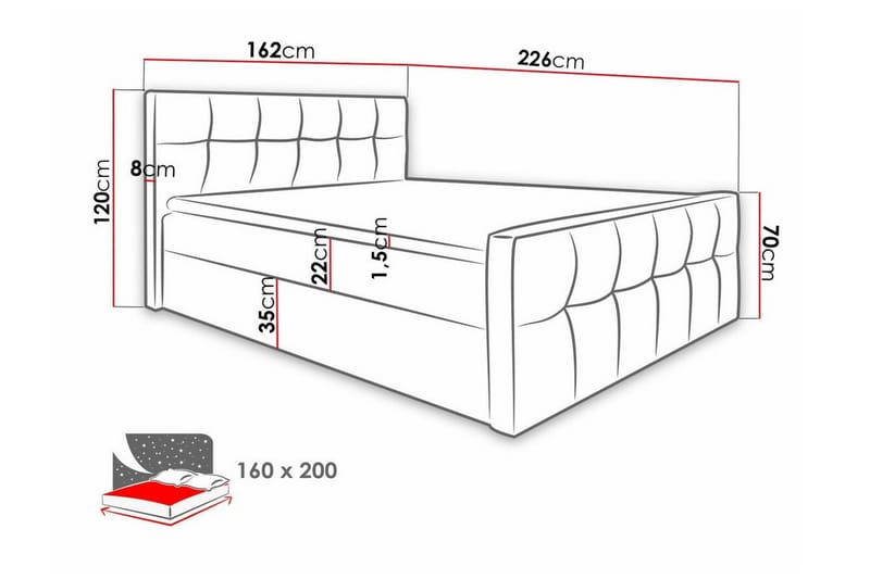 Sängram Boisdale 160x200 cm - Beige - Sengeramme & sengestamme