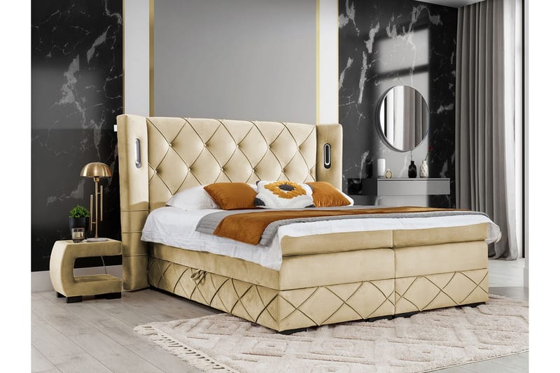 Sängram Boisdale 160x200 cm - Beige - Møbler - Senger - Sengeramme & sengestamme
