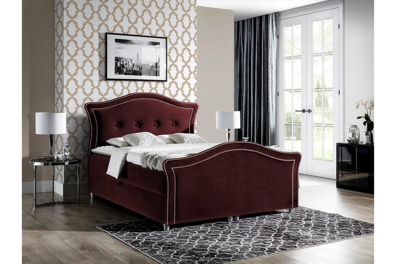 Sängram Boisdale 160x200 cm - Mørkerød - Møbler - Senger - Sengeramme & sengestamme
