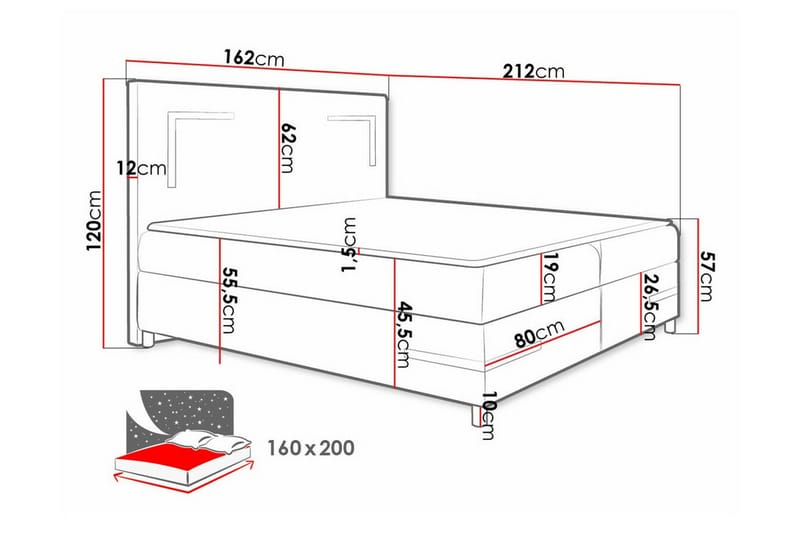 Sängram Boisdale 160x200 cm - Svart - Sengeramme & sengestamme