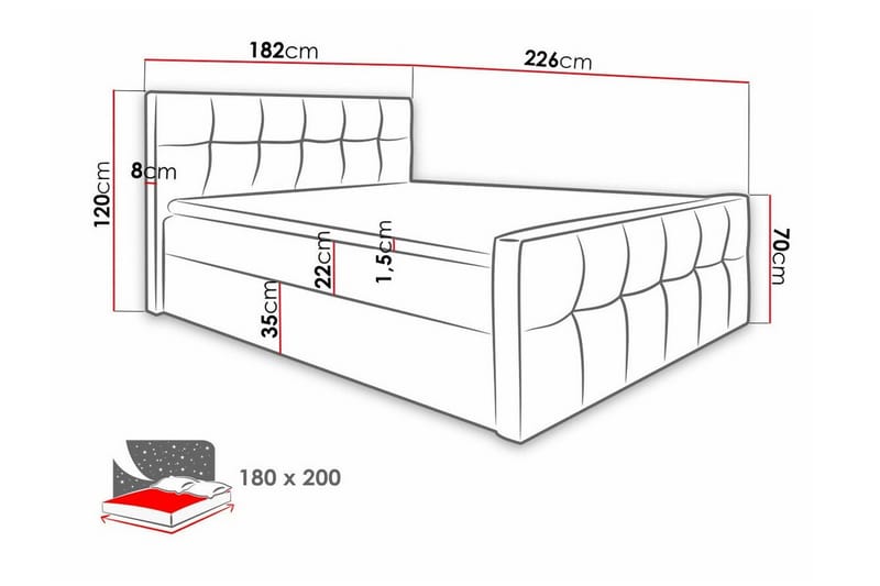 Sängram Boisdale 180x200 cm - Beige - Sengeramme & sengestamme