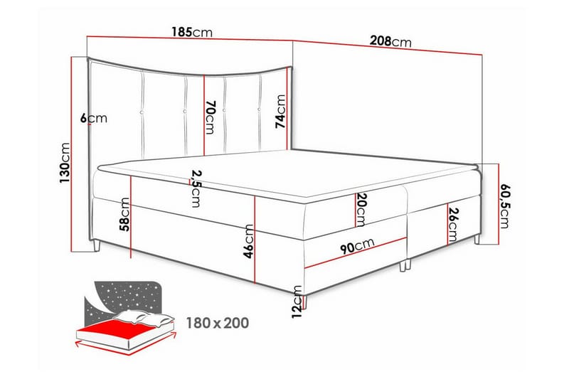 Sängram Boisdale 180x200 cm - Beige - Sengeramme & sengestamme