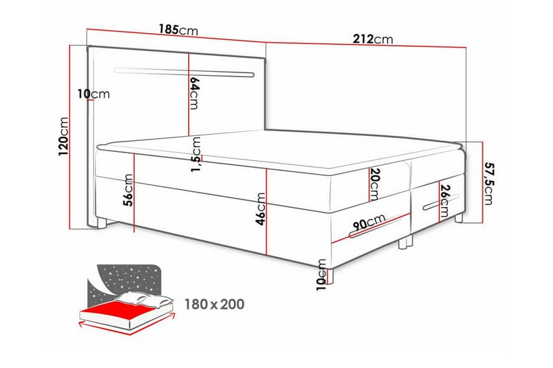 Sängram Boisdale 180x200 cm - Beige - Sengeramme & sengestamme