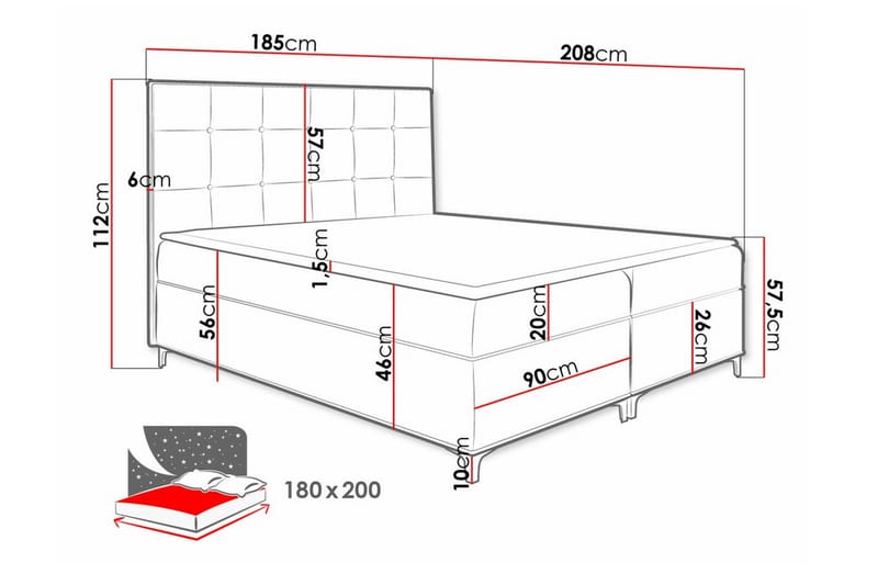 Sängram Boisdale 180x200 cm - Beige - Sengeramme & sengestamme