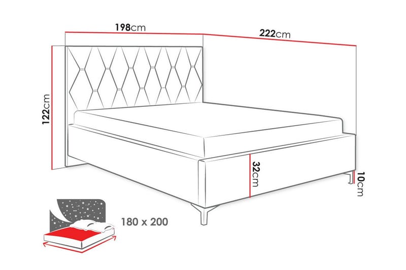 Sängram Boisdale 180x200 cm - Beige - Sengeramme & sengestamme