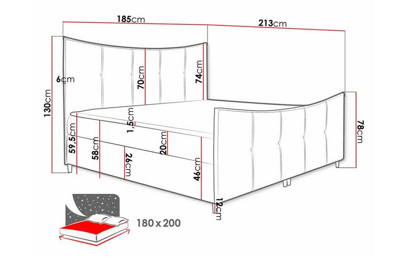 Sängram Boisdale 180x200 cm - Gul - Sengeramme & sengestamme