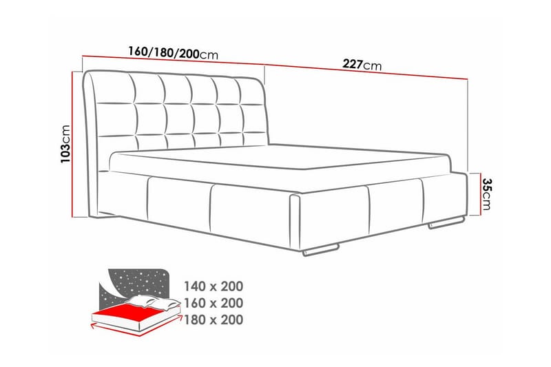 Sängram Boisdale 180x200 cm - Møbler - Senger - Sengeramme & sengestamme