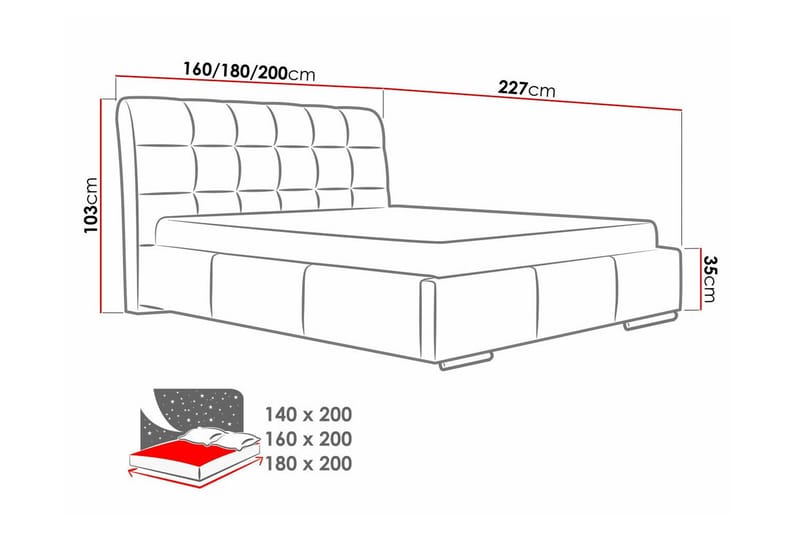 Sängram Boisdale 180x200 cm - Møbler - Senger - Sengeramme & sengestamme