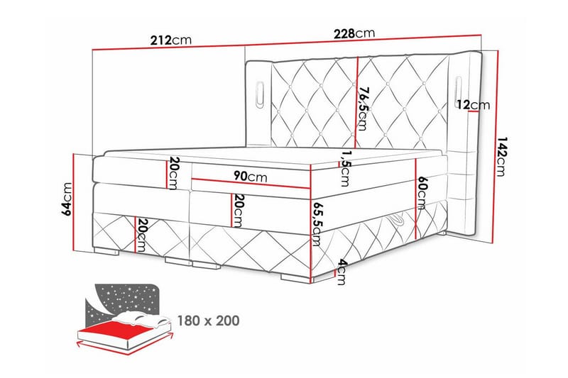 Sängram Boisdale 180x200 cm - Møbler - Senger - Sengeramme & sengestamme
