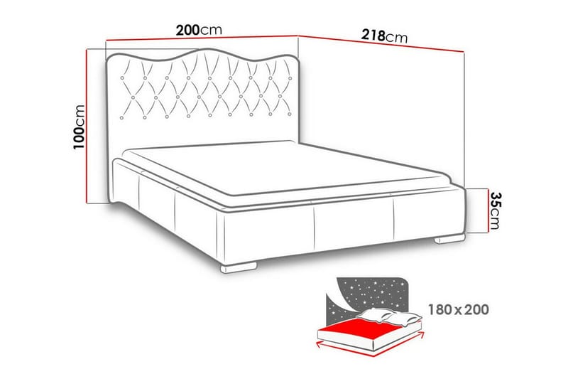 Sängram Boisdale 180x200 cm - Møbler - Senger - Sengeramme & sengestamme