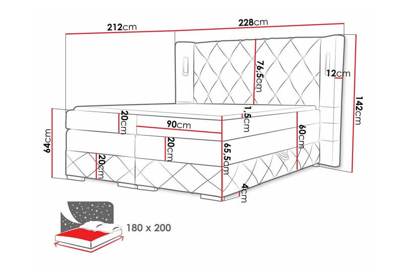 Sängram Boisdale 180x200 cm - Møbler - Senger - Sengeramme & sengestamme