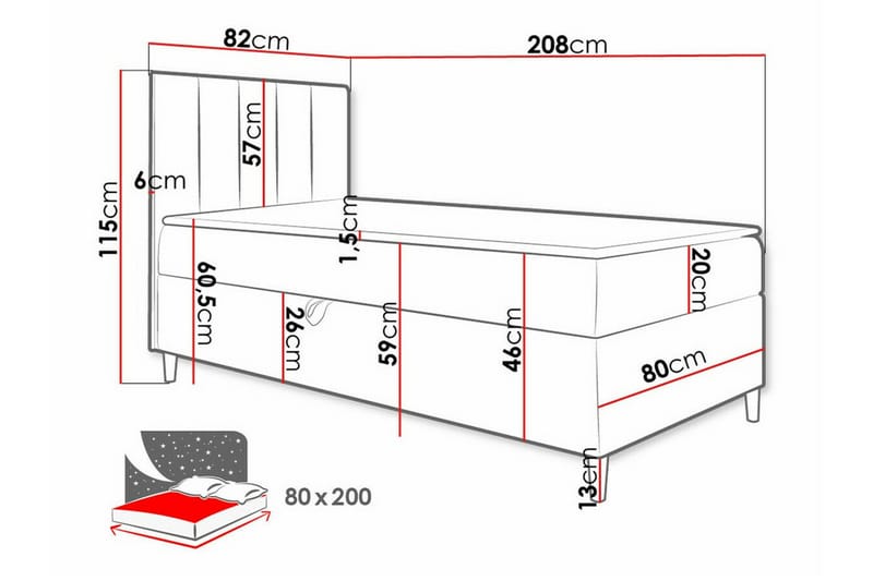 Sängram Boisdale 80x200 cm - SvartHvit - Møbler - Senger - Sengeramme & sengestamme