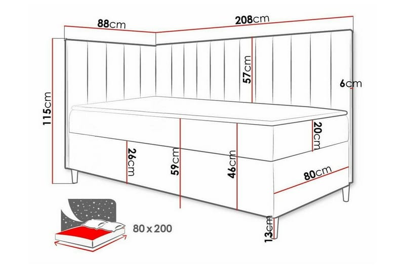 Sängram Boisdale 80x200 cm - SvartHvit - Møbler - Senger - Sengeramme & sengestamme