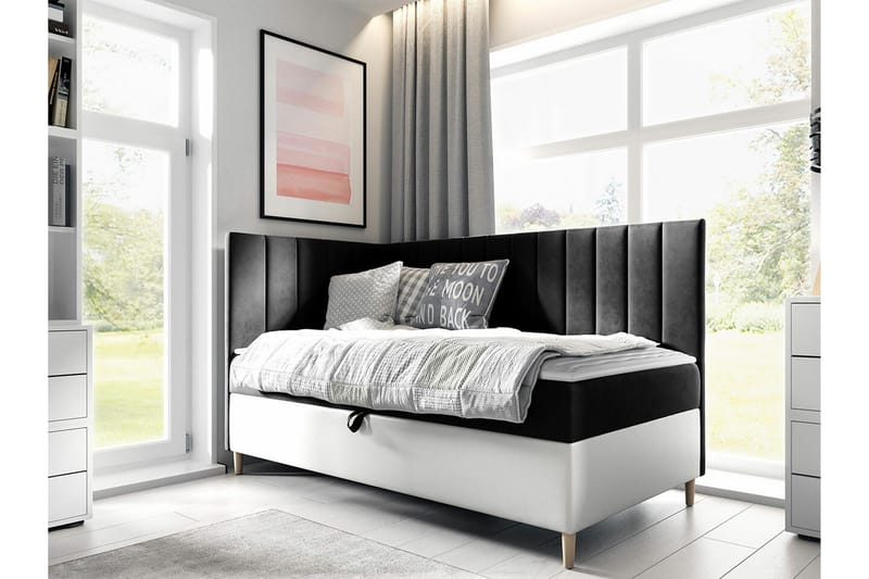 Sängram Boisdale 80x200 cm - SvartHvit - Møbler - Senger - Sengeramme & sengestamme