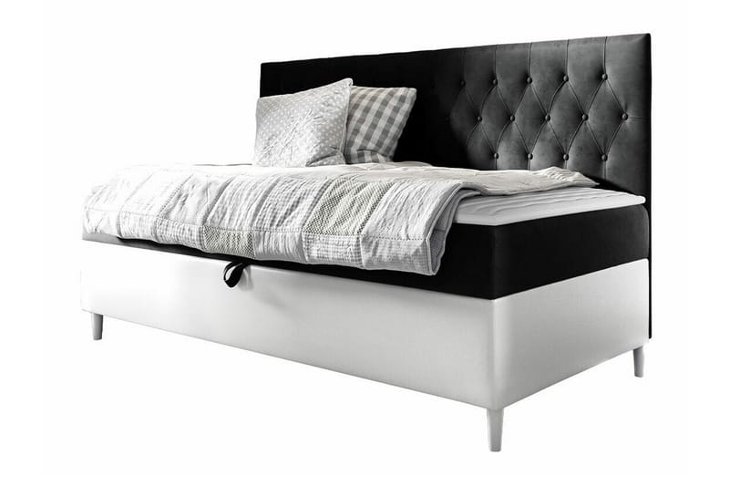 Sängram Boisdale 80x200 cm - Svart/Hvit - Møbler - Senger - Sengeramme & sengestamme