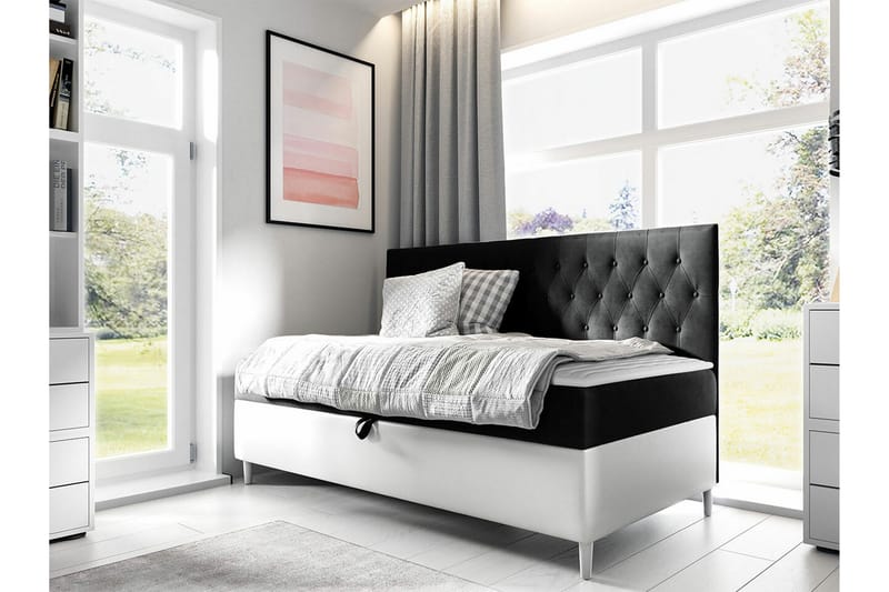 Sängram Boisdale 80x200 cm - Svart/Hvit - Møbler - Senger - Sengeramme & sengestamme
