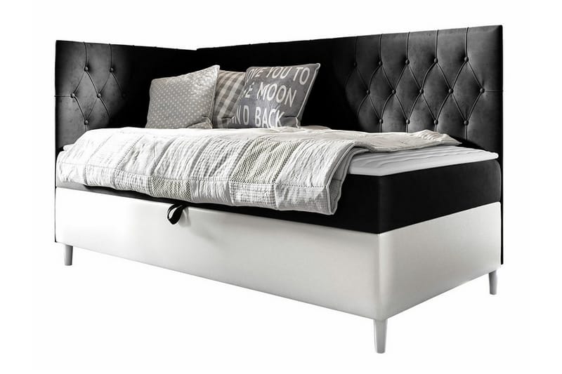 Sängram Boisdale 80x200 cm - Svart/Hvit - Møbler - Senger - Sengeramme & sengestamme