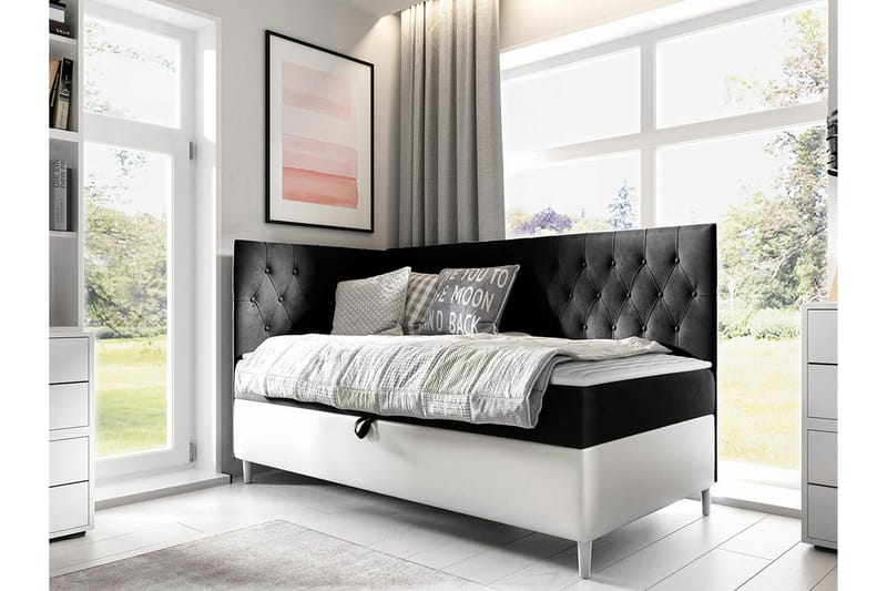 Sängram Boisdale 80x200 cm - Svart/Hvit - Møbler - Senger - Sengeramme & sengestamme
