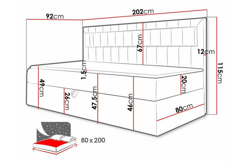 Sängram Boisdale 80x200 cm - Svart/Hvit - Møbler - Senger - Sengeramme & sengestamme