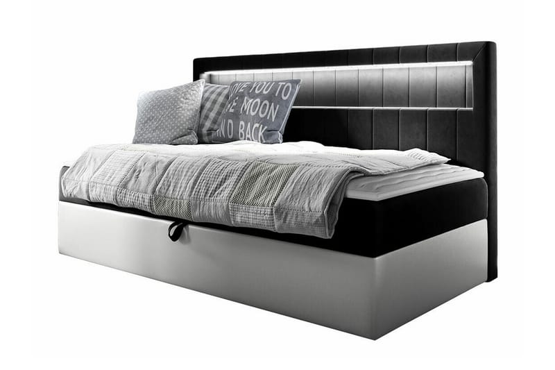 Sängram Boisdale 80x200 cm - Svart/Hvit - Møbler - Senger - Sengeramme & sengestamme