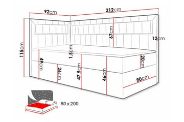 Sängram Boisdale 80x200 cm - Svart/Hvit - Møbler - Senger - Sengeramme & sengestamme
