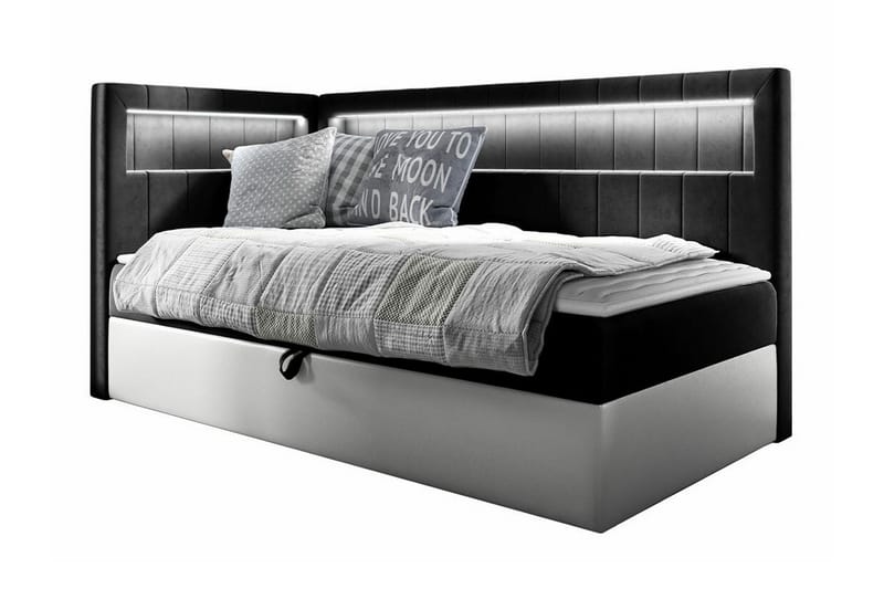 Sängram Boisdale 80x200 cm - Svart/Hvit - Møbler - Senger - Sengeramme & sengestamme