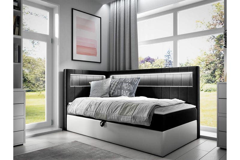 Sängram Boisdale 80x200 cm - Svart/Hvit - Møbler - Senger - Sengeramme & sengestamme