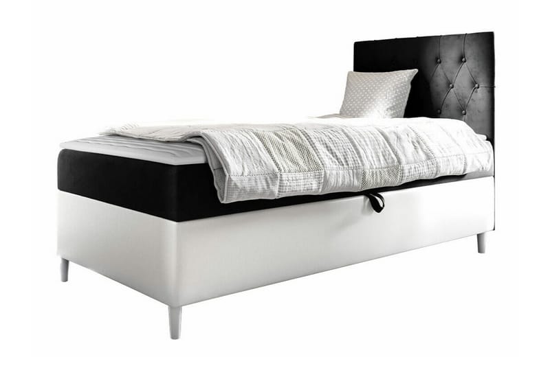 Sängram Boisdale 80x200 cm - Svart/Hvit - Møbler - Senger - Sengeramme & sengestamme