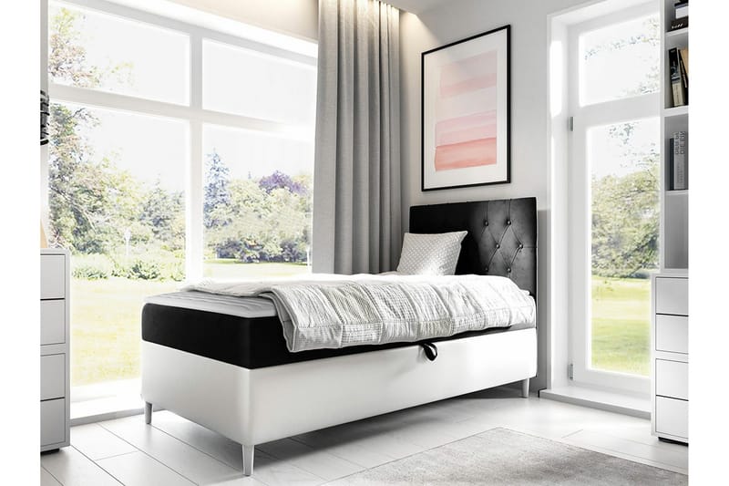 Sängram Boisdale 80x200 cm - Svart/Hvit - Møbler - Senger - Sengeramme & sengestamme